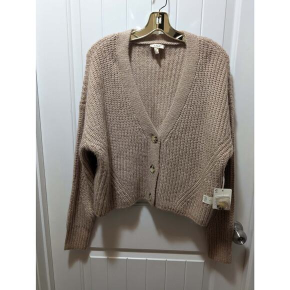 NEW! A.N.A. Womens Beige Oatmeal Marled Cable Knit V-Neck Sweater Size S - Picture 1 of 8
